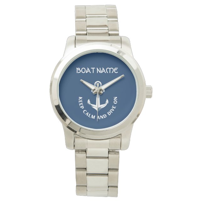 Behalt Ruhe und tauche auf, Anchor Navy Blau Armbanduhr (Vorderseite)