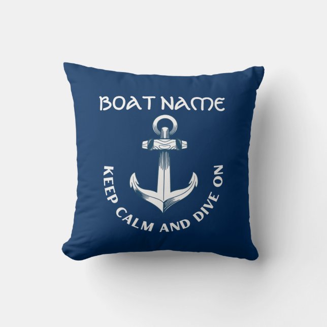 Behalt Ruhe und tauche auf, Anchor Navy Blau Kissen (Vorderseite)