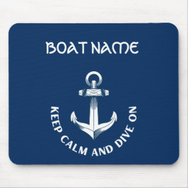 Behalt Ruhe und tauche auf, Anchor Navy Blau Mousepad