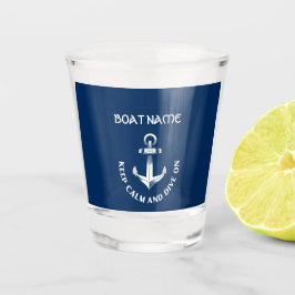 Behalt Ruhe und tauche auf, Anchor Navy Blau Schnapsglas