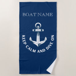 Behalt Ruhe und tauche auf, Anchor Navy Blau Strandtuch