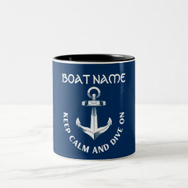 Behalt Ruhe und tauche auf, Anchor Navy Blau Zweifarbige Tasse