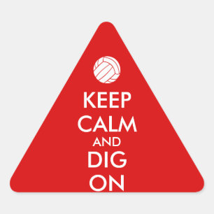 Behalt Ruhe und Tauchen auf Volleyballsportlern Dreieckiger Aufkleber