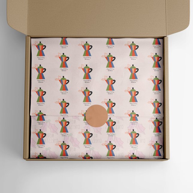 Behalt Ruhe und trinken Kaffee Zitat Kaffeekochen Seidenpapier (Coffee Pot Coffee Lovers Tissue Paper)