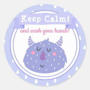Behalt Ruhe und wasche dir die Hände! Corona-Viru Runder Aufkleber