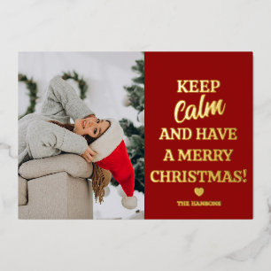 Behalt Ruhe und wünsche frohe Weihnachten Folien Feiertagskarte