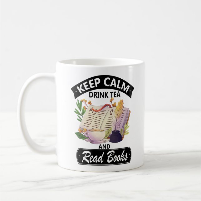Behalt ruhig trinken Tee und lese Bücher Kaffeetasse (Links)