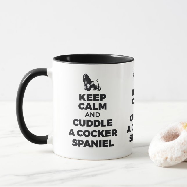 Behalt ruhig und kuscheln eine cocker spanische Ta Tasse (Mit Donut)