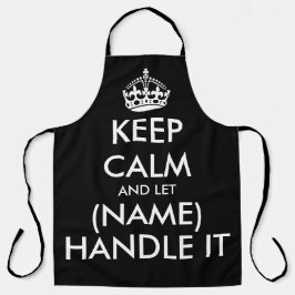 Behalt ruhig und lass (Name) mit lustigen schwarze Schürze