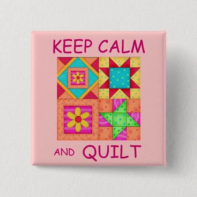Behalt ruhiger und farbenfroher Patchwork-Blöcke Button (Vorderseite)