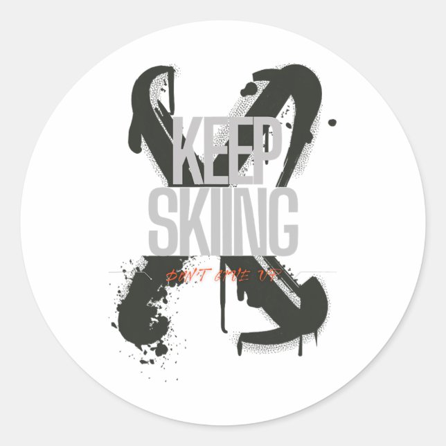 Behalt Skiing Runder Aufkleber (Vorderseite)