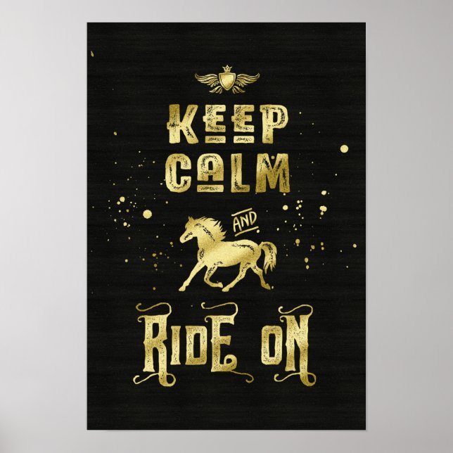 Behalt und Fahrt auf GoldpferdTypografie Poster (Vorne)