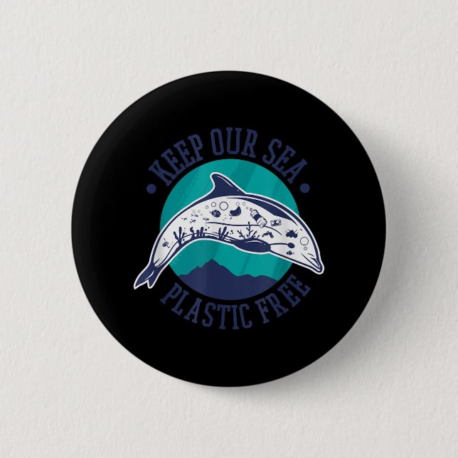 Behalt unser Meer plastisch frei, Umweltschutz Button (Vorderseite)