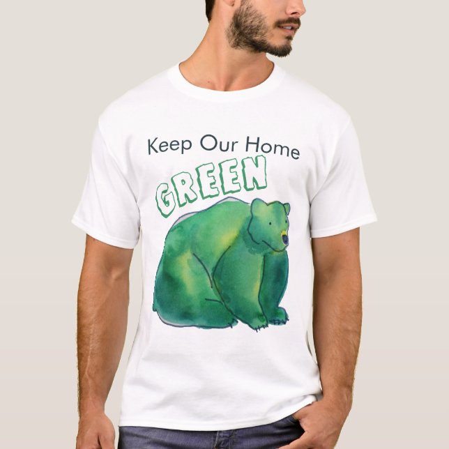 Behalt unseren Zuhause Green Niedlich Watercolor B T-Shirt (Vorderseite)