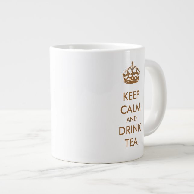 Behalt von "Calm and Drink Tea Brown Natural Kraft Jumbo-Tasse (Vorderseite Rechts)