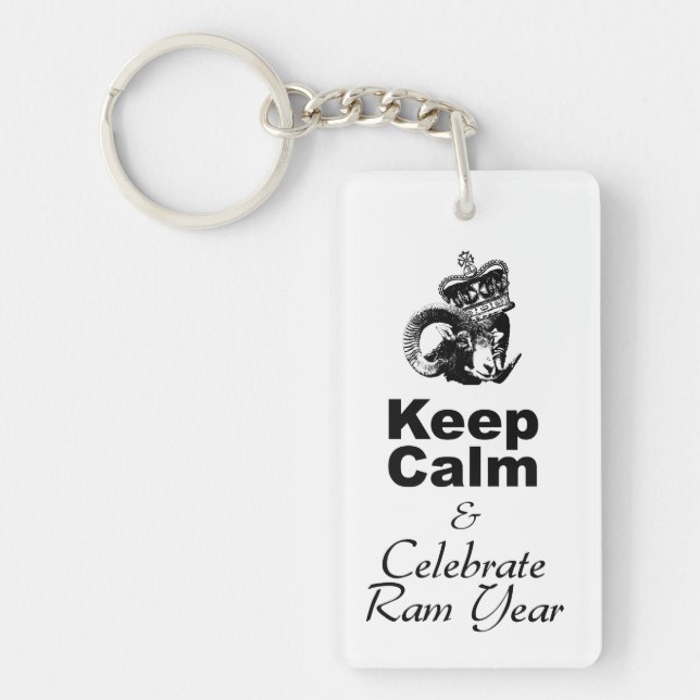 Behalt von Calm Celebrate Ram Year Monogram, 2sige Schlüsselanhänger (Vorderseite)