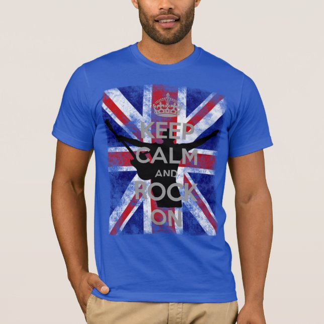 Behalt von Calm und Rock auf britischer Flagge T-Shirt (Vorderseite)