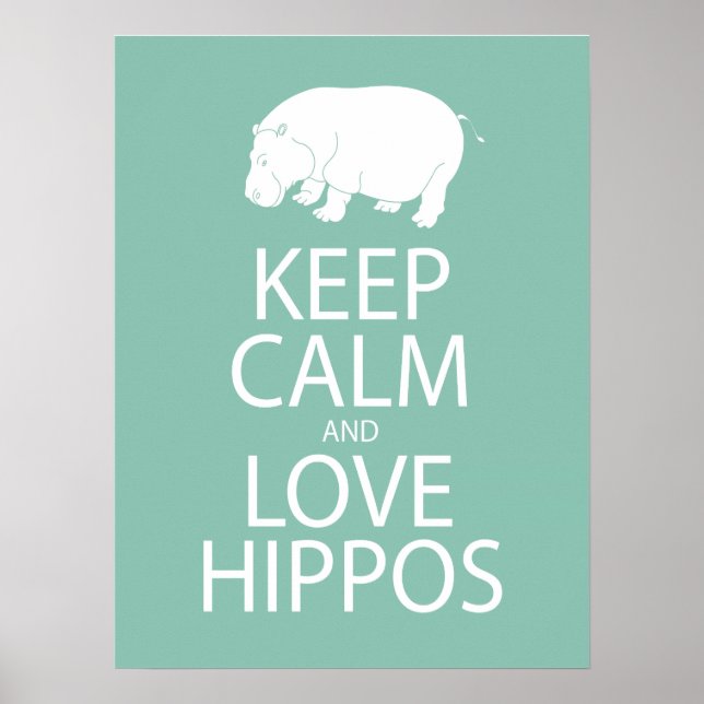 Behalt von Ruhe und Liebe Hippos Print Hippopotamu Poster (Vorne)