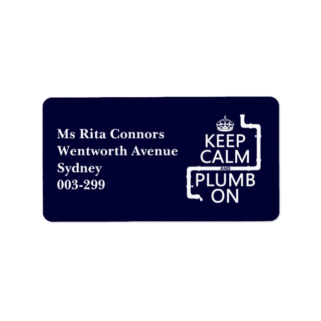 Behalt von Ruhe und Plumb On (Klempner/Klempner) Adressaufkleber (Vorne)