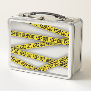 Behalt weg bleibe nicht überschreiten Polizei Band Metall Brotdose