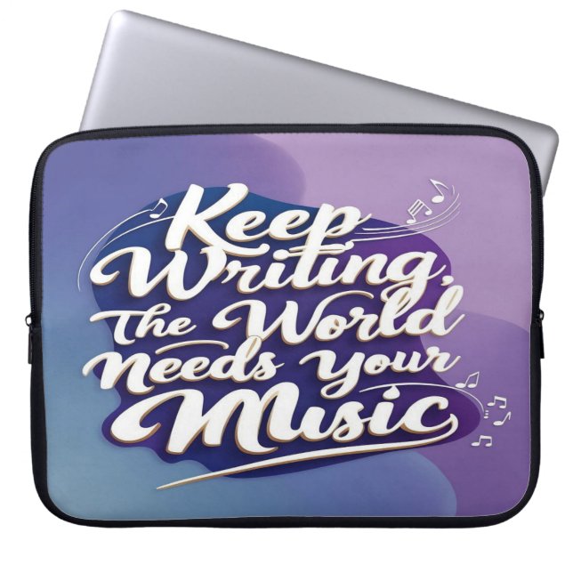 Behalt Writing the World Needs Your Music Option 2 Laptopschutzhülle (Vorderseite)