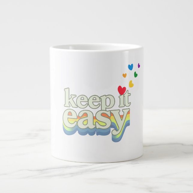 Behalte es einfach Retro Pride-Typografie-Design Jumbo-Tasse (Vorderseite)
