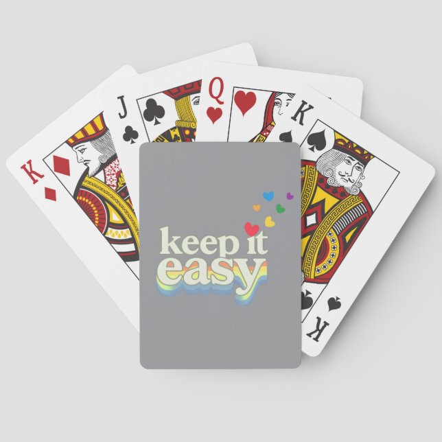 Behalte es einfach Retro-Pride-Typografie-Design Spielkarten (Rückseite)
