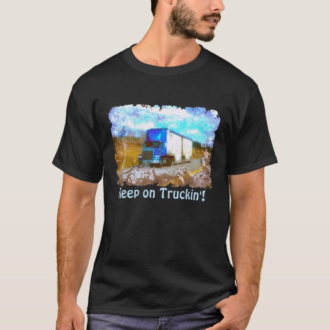 "Behalten auf LKW" Blauer LKW T-Shirt (Vorderseite)