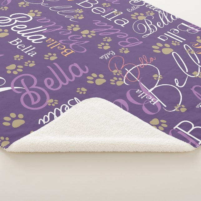 behalten Hund warm personalisiert lila Sherpadecke (3/4)