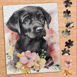 Behalten Nachschlagen - Labrador Retriever - Black Puzzle<br><div class="desc">Ein niedlicher Schwarzer Labrador Retriever Welpe,  der sich die Bäume und die Natur anschaut.

Behalten Nachschlagen - Original Artwork von Judy Burrows @ Black Dog Art</div>