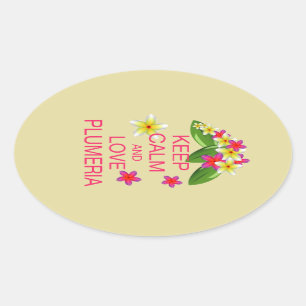 Behalten Ruhe und Liebe Plumeria Kunstdesign Ovaler Aufkleber