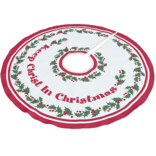 Behalten Sie Christus im Weihnachten Polyester Weihnachtsbaumdecke