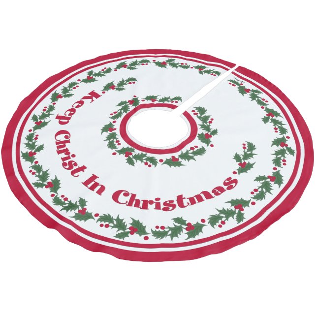 Behalten Sie Christus im Weihnachten Polyester Weihnachtsbaumdecke (Schrägansicht)
