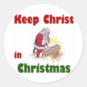 Behalten Sie Christus im Weihnachten Runder Aufkleber