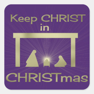 Behalten Sie Christus in den Weihnachtsbunten Quadratischer Aufkleber
