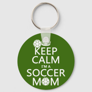 Behalten Sie Ruhe, die ich eine Fußball-Mama bin Schlüsselanhänger
