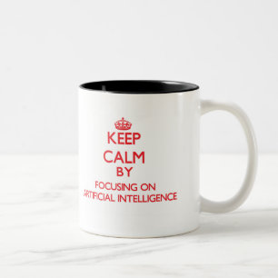 Behalten Sie Ruhe, indem Sie auf künstliche Zweifarbige Tasse