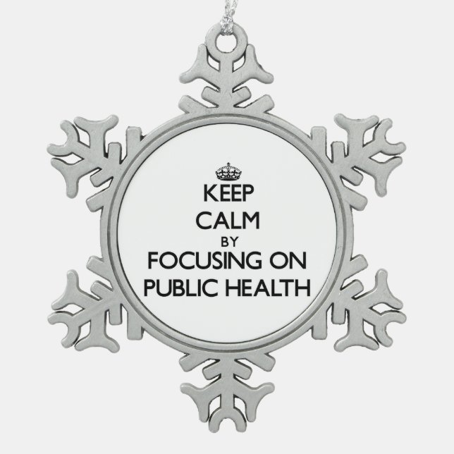 Behalten Sie Ruhe, indem Sie auf öffentliches Schneeflocken Zinn-Ornament (Vorderseite)