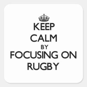 Behalten Sie Ruhe, indem Sie auf Rugby sich Quadratischer Aufkleber