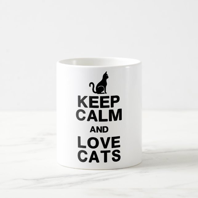 Behalten Sie Ruhe-u. Liebe-Katzen-Tasse Tasse (Mittel)