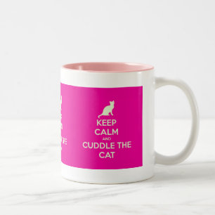 Behalten Sie Ruhe u. streicheln Sie die Katze Zweifarbige Tasse