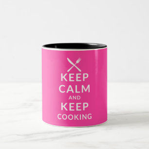 Behalten Sie Ruhe und behalten Sie das Kochen der Zweifarbige Tasse