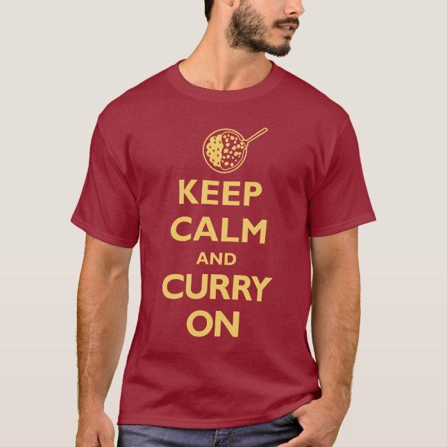 Behalten Sie Ruhe und Curry auf (Dunkelheit) T-Shirt (Vorderseite)