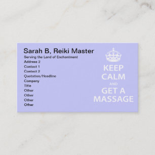 Behalten Sie Ruhe und erhalten Sie eine Massage Terminkarte