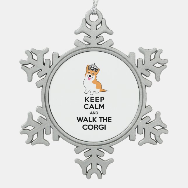 Behalten Sie Ruhe und gehen Sie der Schneeflocken Zinn-Ornament (Vorderseite)