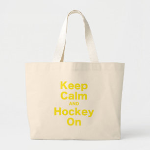 Behalten Sie Ruhe und Hockey an Jumbo Stoffbeutel