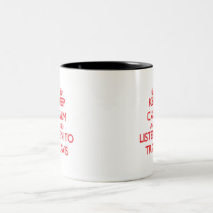 Behalten Sie Ruhe und hören Sie auf Travis Zweifarbige Tasse