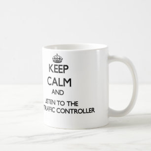 Behalten Sie Ruhe und hören Sie zum Fluglotsen Tasse