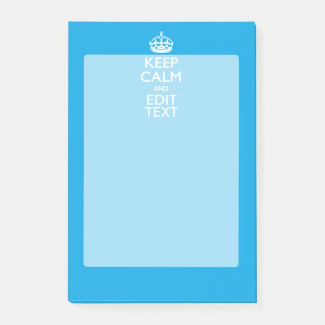 Behalten Sie Ruhe und Ihren Text auf Himmel-Blau Post-it Klebezettel (Vorderseite)