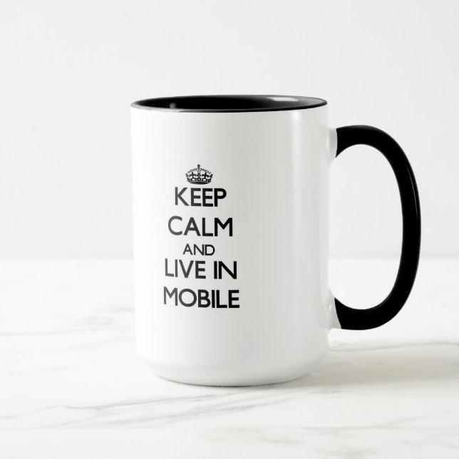 Behalten Sie Ruhe und leben Sie im Mobile Tasse (Rechts)
